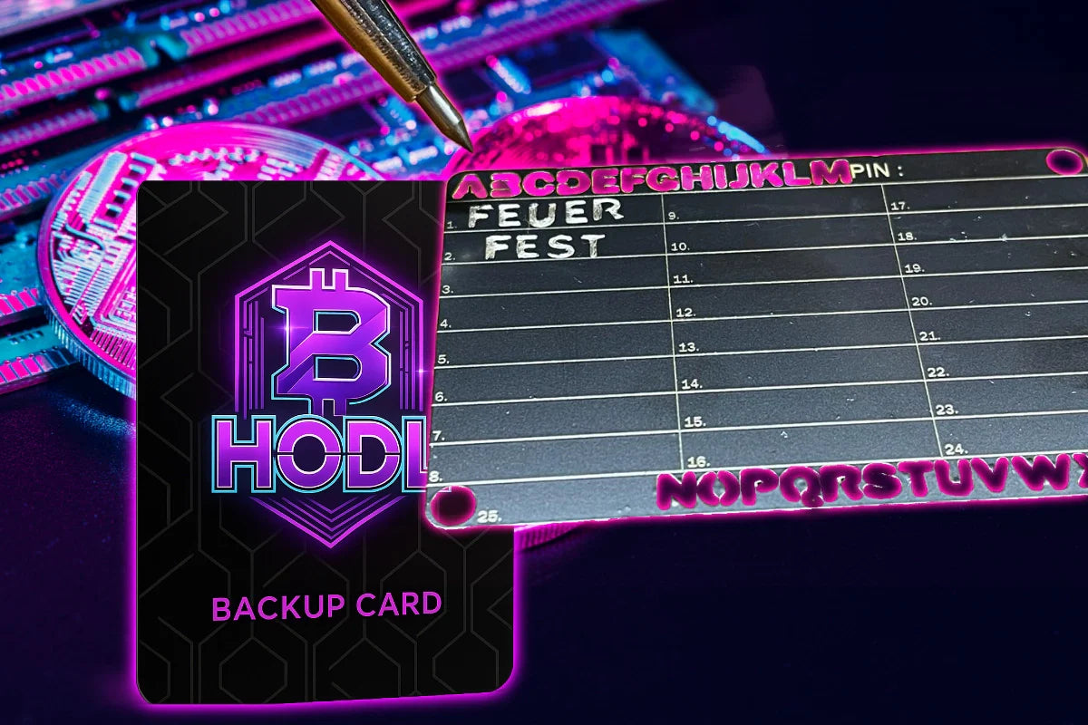 „Vergleich zwischen Steelwallet The Golden Seed aus feuerfestem Edelstahl und dem wasser- & reißfesten HODL Safe Paper – zwei sichere Lösungen zur Aufbewahrung deiner Krypto-Seed-Phrase, exklusiv bei HODL.swiss.“