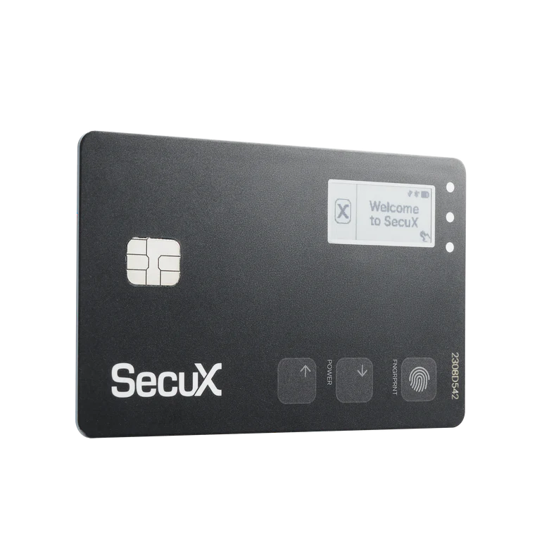 Steelwallet & Hardwarewallet „Biometrisches Sicherheits-Bundle: The Golden Seed & SecuX Shield BIO mit Fingerabdruckschutz“
