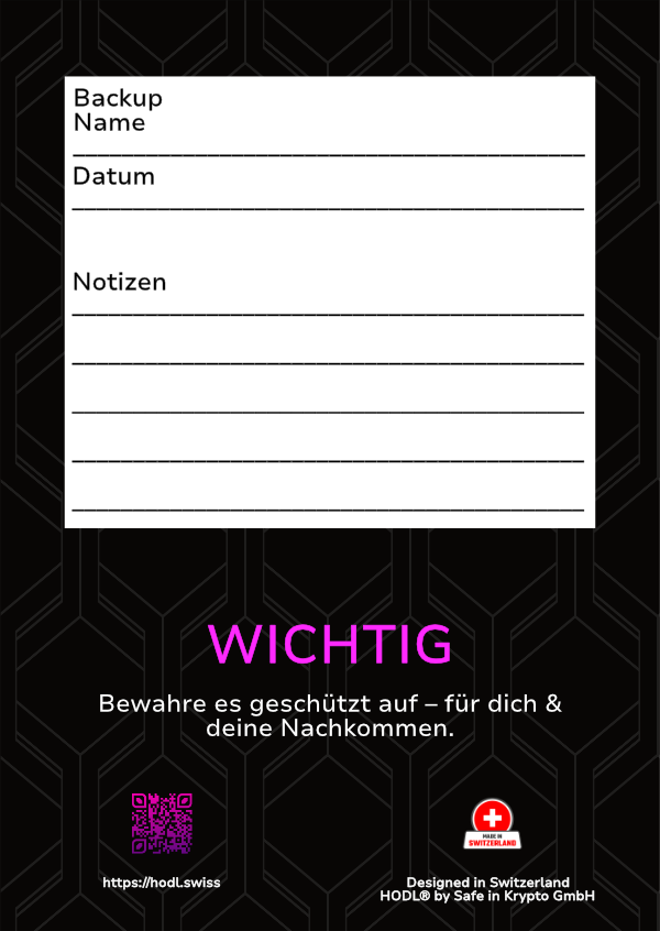 📢 Das neue HODL Safe Paper™ – Dein Seed-Backup ultra smart !