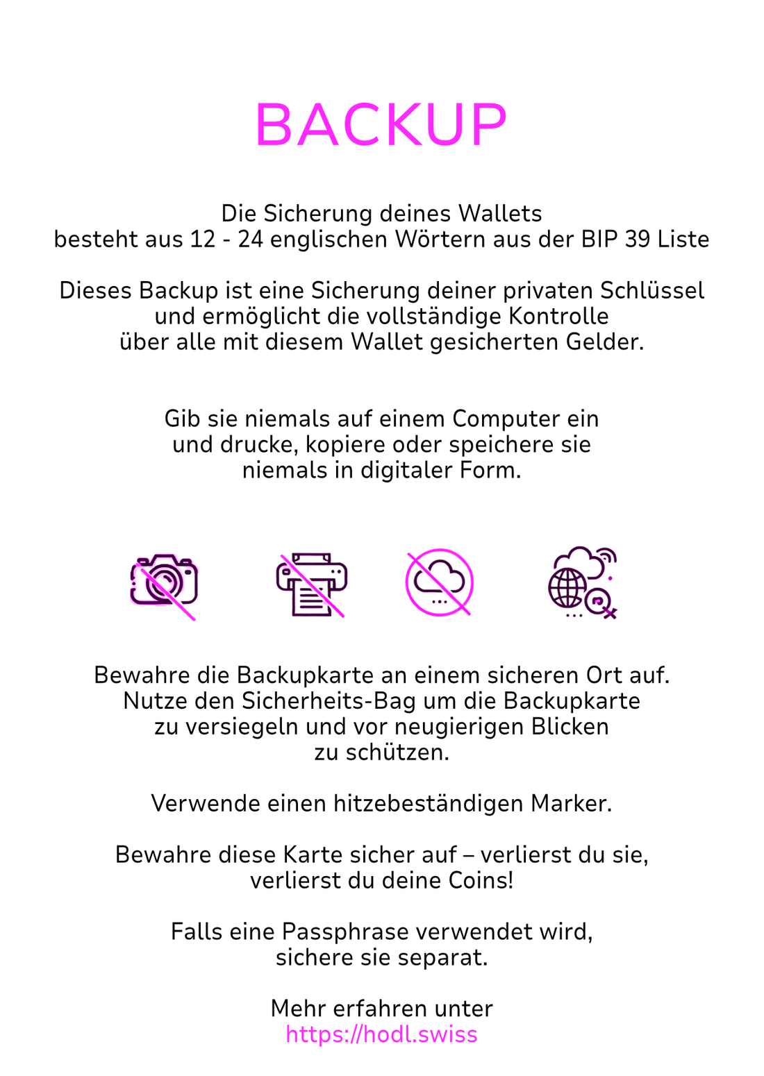 📢 Das neue HODL Safe Paper™ – Dein Seed-Backup ultra smart !