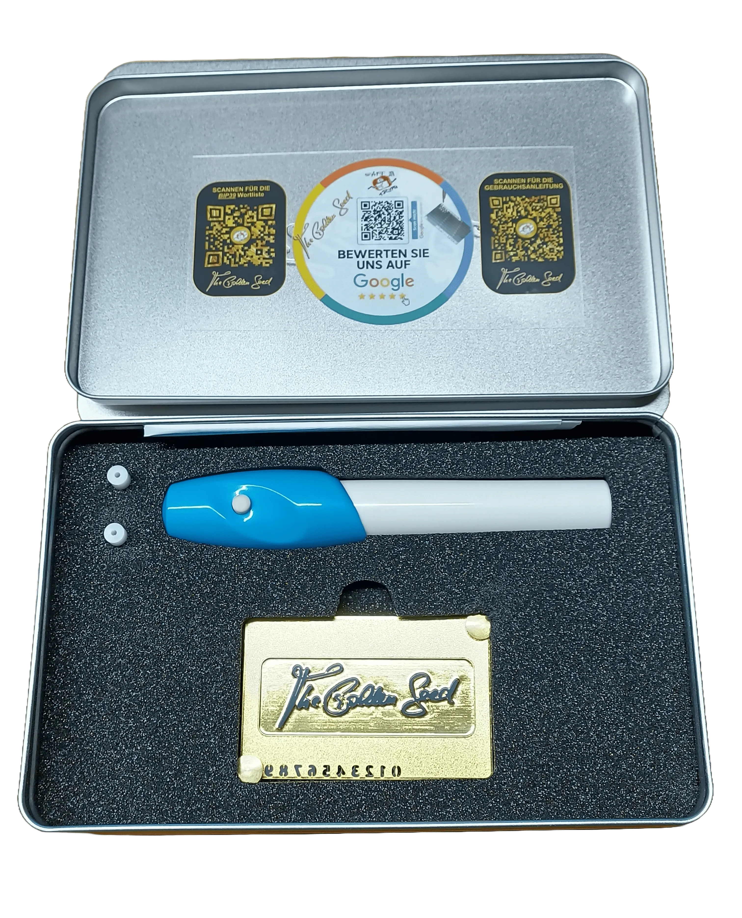 Swiss Steelwallet The Golden Seed  „Sicherheit trifft auf Einfachheit&quot; Pro Edition Seed Phrase elektrisch gravieren.