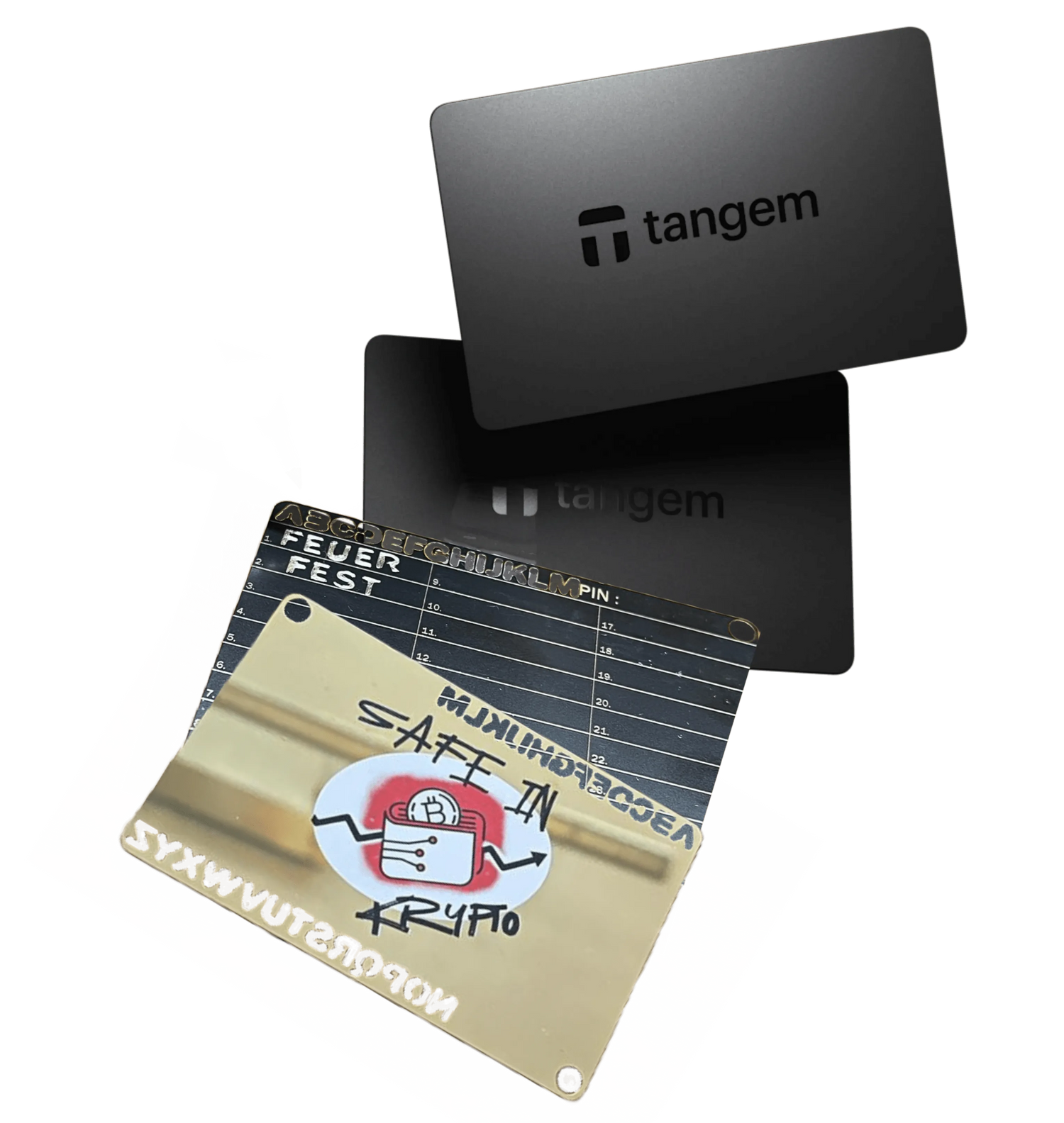 Steelwallet &amp; Hardwarewallet „Krypto Einsteiger-Bundle: The Golden Seed &amp; Tangem Wallet 2er Pack im Set“