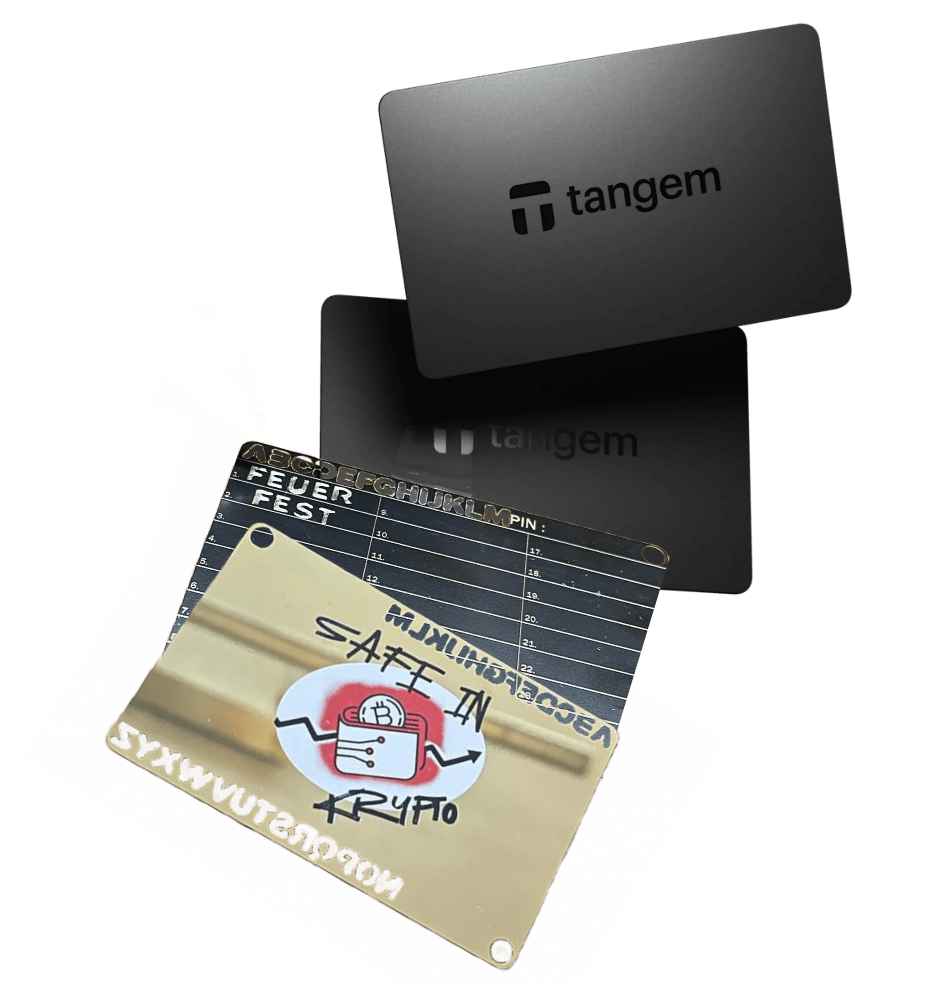 Steelwallet &amp; Hardwarewallet „Krypto Einsteiger-Bundle: The Golden Seed &amp; Tangem Wallet 2er Pack im Set“