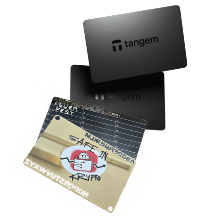 Steelwallet &amp; Hardwarewallet „Krypto Einsteiger-Bundle: The Golden Seed &amp; Tangem Wallet 2er Pack im Set“