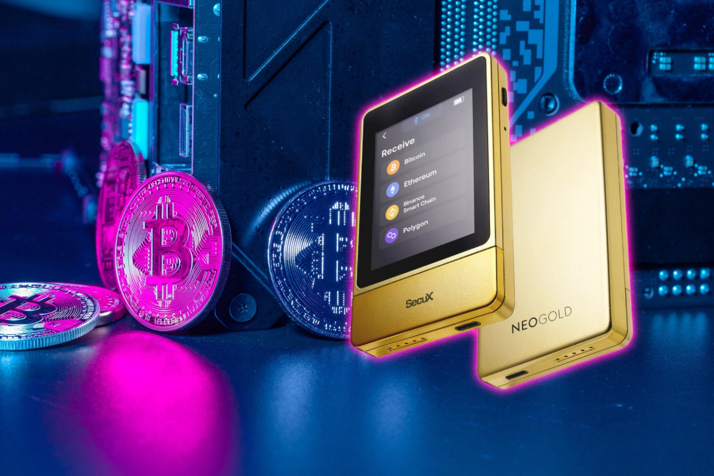 „SecuX Neo Gold Hardware Wallet – Sicheres und elegantes Krypto-Wallet in goldener Ausführung für maximale Sicherheit und einfache Verwaltung von Kryptowährungen.“