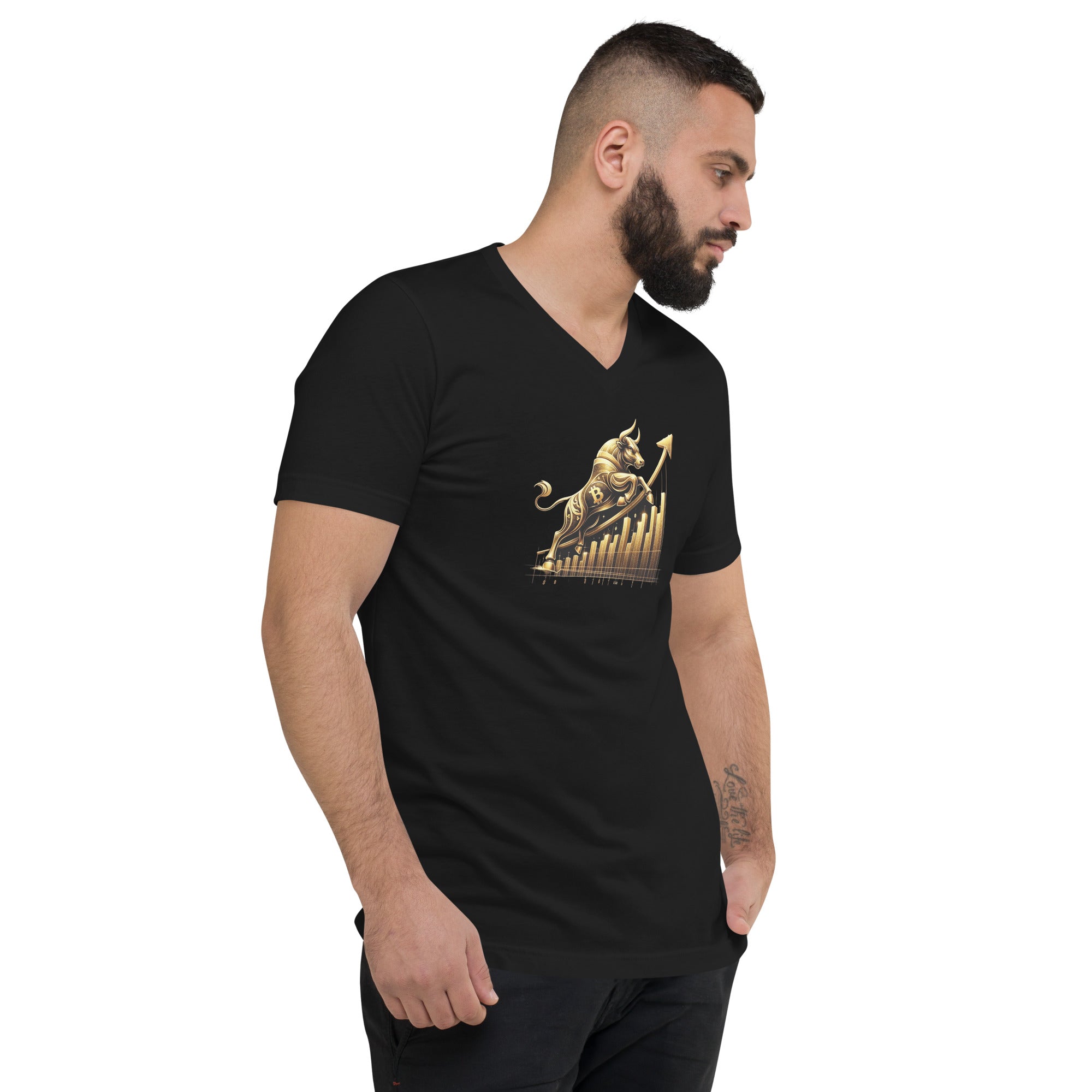 Kurzärmeliges Unisex-T-Shirt mit V-Ausschnitt