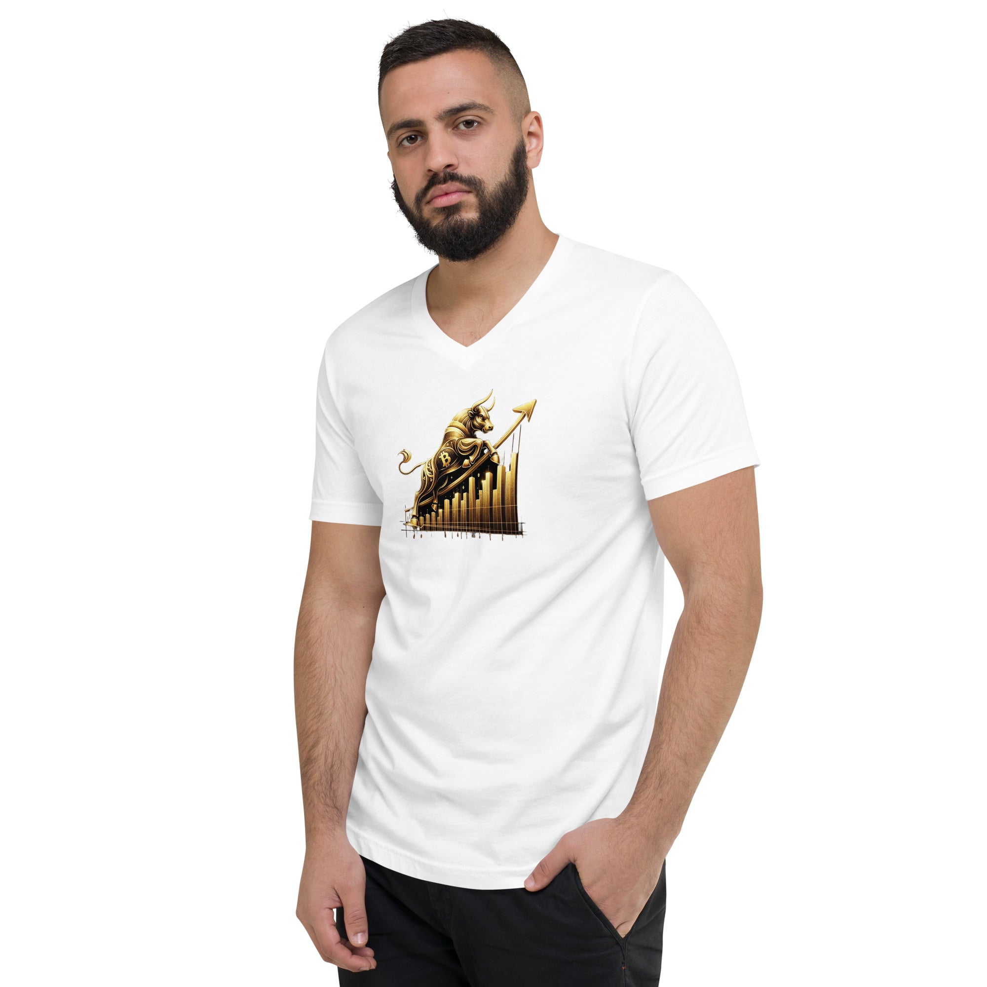 Kurzärmeliges Unisex-T-Shirt mit V-Ausschnitt