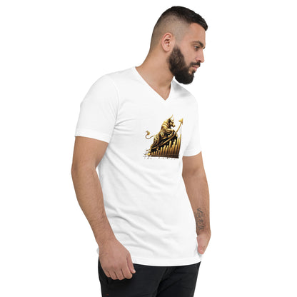 Kurzärmeliges Unisex-T-Shirt mit V-Ausschnitt