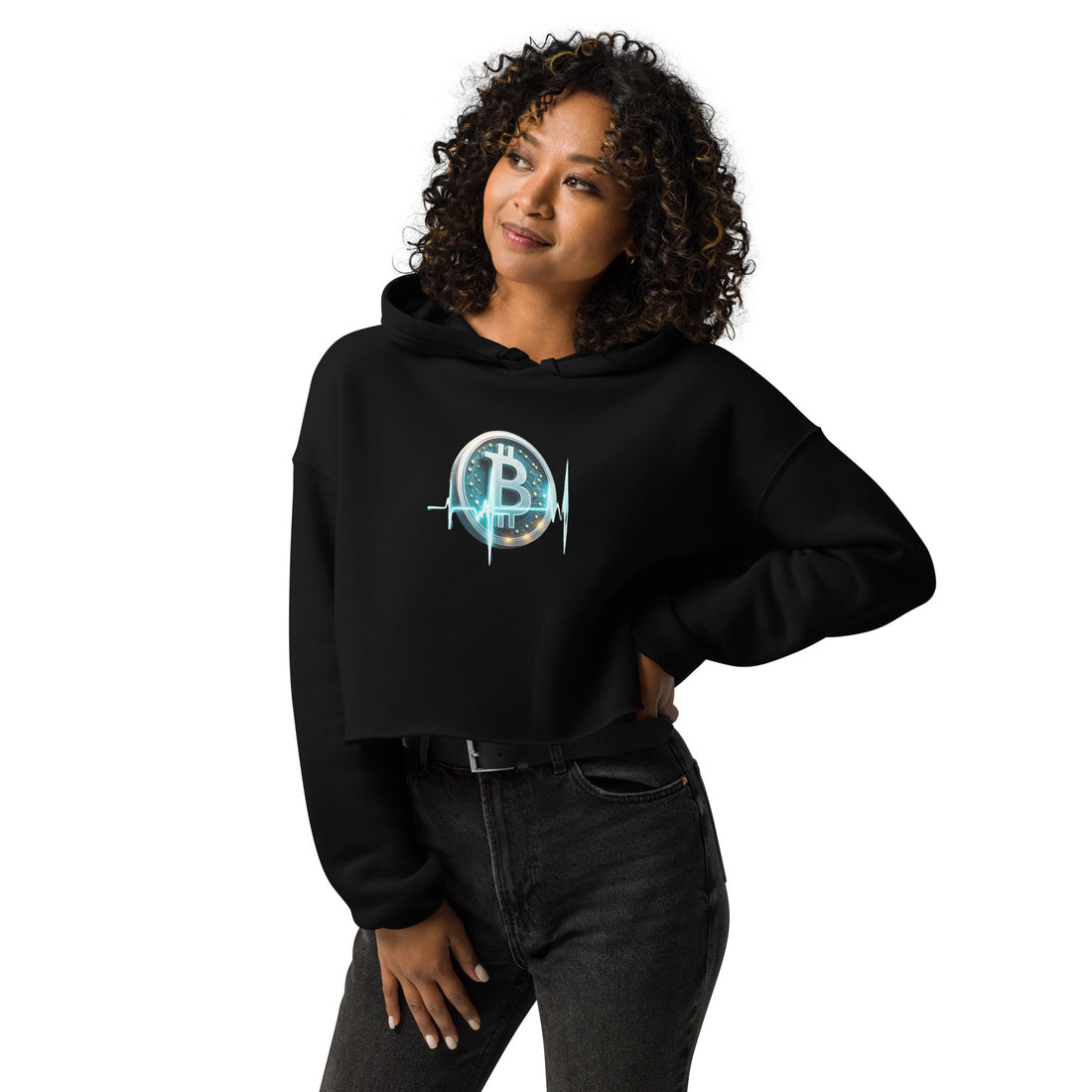 Bitcoin Heartbeat Crop-Hoodie